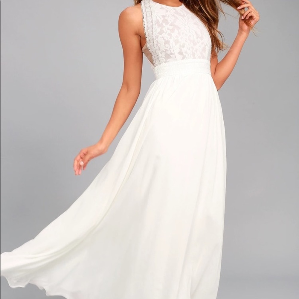 Forever and Always White Lace Maxi Dress - Picture 2 of 16